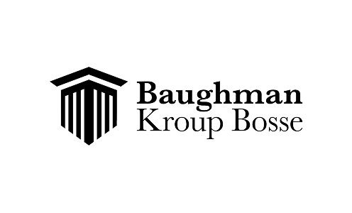 Baughman Kroup Bosse company logo featuring a stylized column with a roof above it.