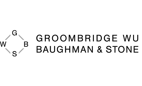 Logo with letters G, W, S, B forming a diamond shape beside the text Groombridge Wurlitzer Baughman & Stone.